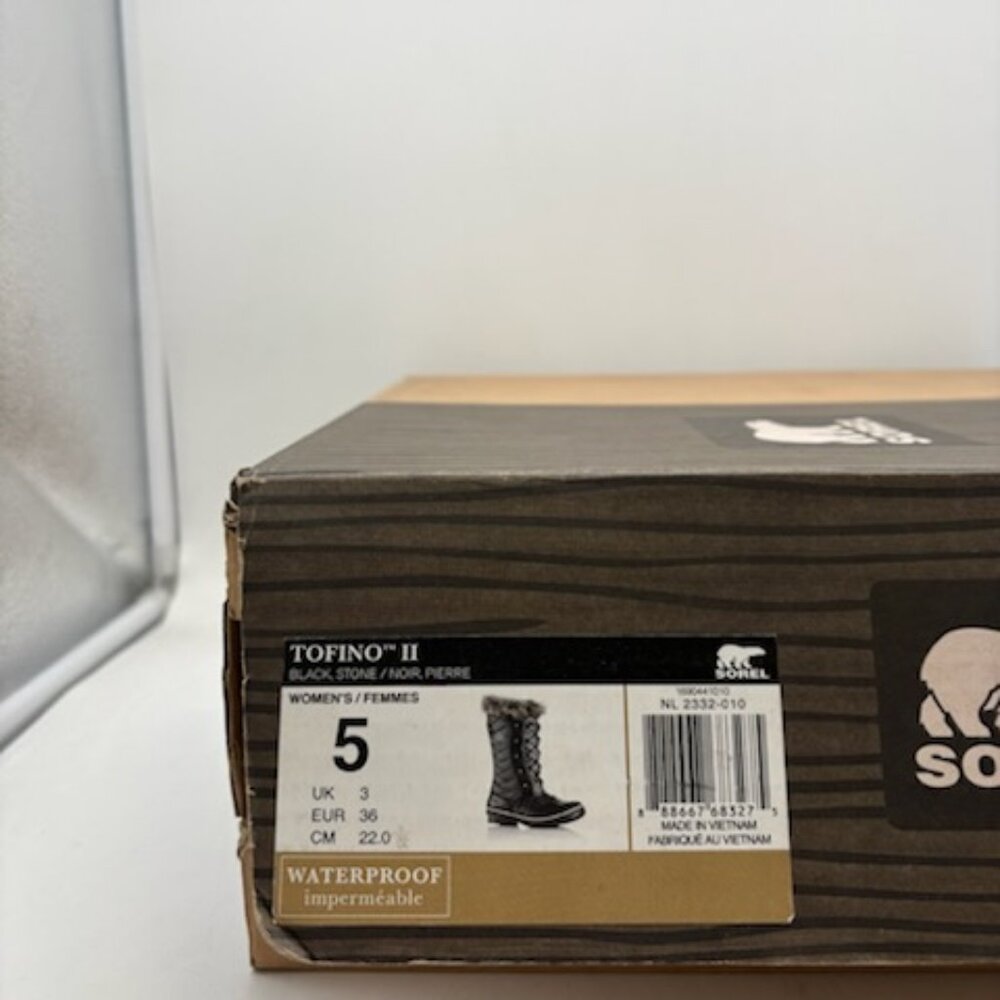 SOREL TOFINO Ⅱ WATERPROOF BOOTS BLACK / STONE US WOMEN'S SIZE 5 - Picture 7 of 7